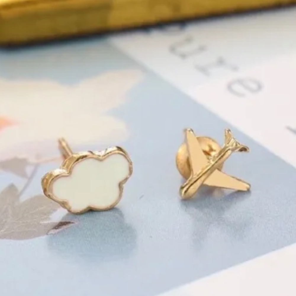 Airplane And Cloud Earrings